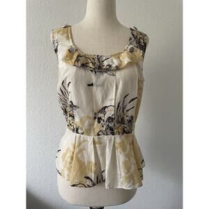 Anthropologie Leifsdottir Top Blouse Shirt Pleated Print Silk Cotton
